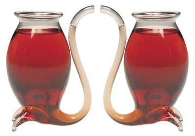 Portwein-Gläser mit Trinkröhrchen, 2er-Set, 80 ml, transparent