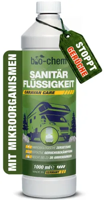Produktbild von BioChem  Sanitärflüssigkeit, Reingiungsmittel, 1 l, Flasche, 1 Dosis hält bis zu 4 Tage Tank entleeren und gründlich reinigen. Nach jeder Tankentleerung wie...