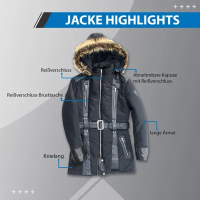 Produktbild von Damen Jacke aus Textilien mit Lammnappa Streifen Schwarz, Größe:2XL