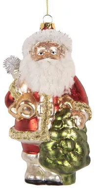 Immagine prodotto di Clayre & Eef Ciondolo natalizio Babbo Natale 8x7x14 cm in vetro color oro