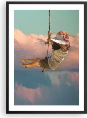 Produktbild von Gerahmtes Poster - Schwarzer Rahmen - Schaukeln Seil Himmel - 50x70 cm - Wand Bild - Wanddeko - Wandbilder - Kunstposter - Wandposter - Bilderrahmen - Bilder - Kunstdruck - Wandbild - P2BPA50x70-4259