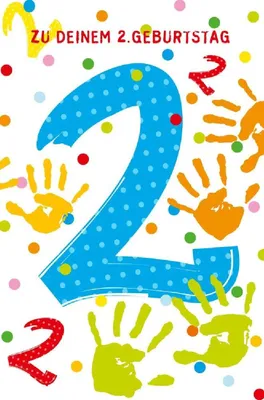 Immagine prodotto di ARTEBENE Biglietto d'auguri per il secondo compleanno Hands Up con glitter