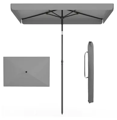 Obrázok produktu pre Slnečník KOMFOTTEU 200 x 130 cm, obdĺžnikový balkónový slnečník s uhlom sklonu 30°, skladací záhradný slnečník so 4 rebrami a taškou na prenášanie, trhový slnečník na terasu, do záhrady a na balkón, bez stojana