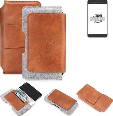 Produktbild von K-S-Trade Handyhülle Schutzhülle kompatibel mit Apple iPhone 12 Gürteltasche Holster Gürtel Tasche Smartphone Tasche Handy Hülle Polyurethan+ Filz, braun