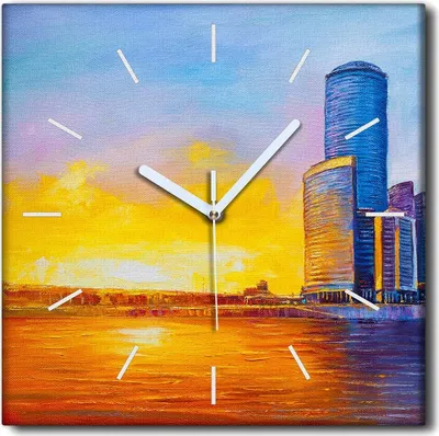 Produktbild von Coloray Uhr auf Leinwand 30x30 cm Wand Uhr Dekoration Wohnzimmer Segeltuch weiße Zeiger -Landschaftsarchitektur