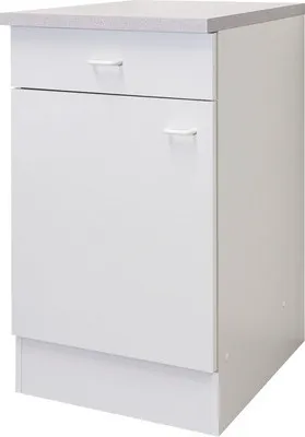 Produktbild von Flex Well Unterschrank mit Schublade und Drehtür Speed BxTxH 50 x 50 x 85 cm weiß matt zerlegt Anschlag reversibel 00005343