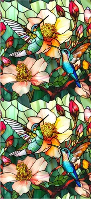 Produktbild von Statische Fensterfolie aus Buntglas, Vintage-Blumen, Sichtschutz, Sonnenschutz, Glashaftung, wasserdichte PVC-Fensterabdeckfolie