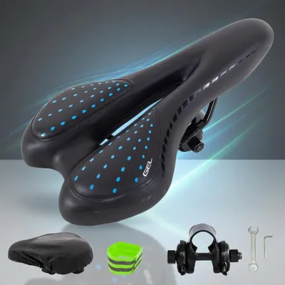 Produktbild von Ergonomischer Fahrradsattel Schwarz Blau Anti Rutsch Gel Belüftung Fahrrad