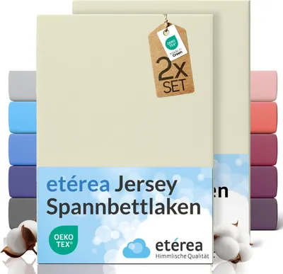 Produktbild von etérea Spannbettlaken Jersey 2 Stück - 80x160 cm - Bettlaken - 100 % Baumwolle - Natur