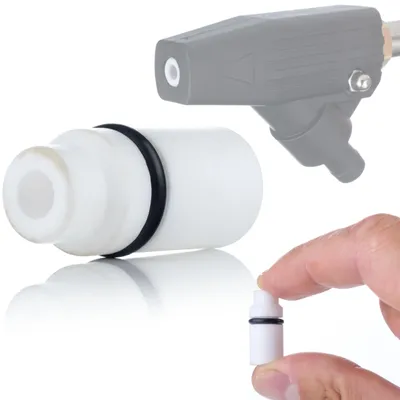 Produktbild von Rosfix Keramikdüse 8,6mm – Weiße Sandstrahldüse aus Porzellan | 25,5mm Länge, 11,2mm Ø | Hohe Haltbarkeit & Verschleißanzeige