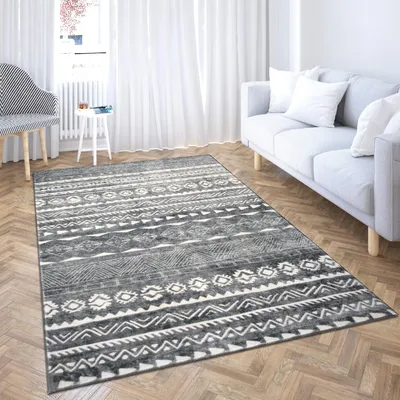 Obrázok produktu pre Koberec 60x120 cm, sivá a biela, pre obývačku