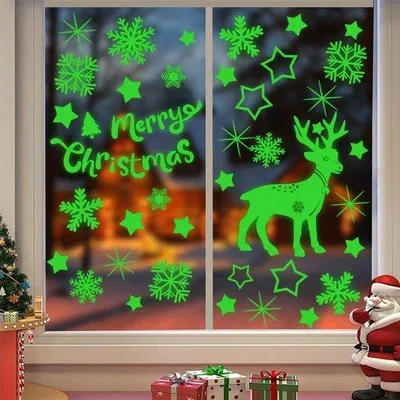 Produktbild von 2 Folien Weihnachtsfensterdekor Selbstklebende PVC-Fenstersticker