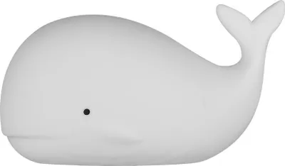 A white whale-shaped night light is shown against a white background.