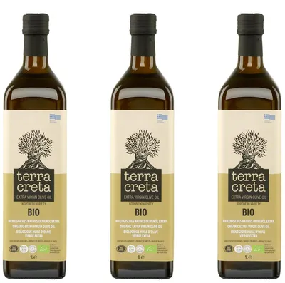 Produktbild von Terra Creta  Olivenöl 3x 1,0l | Extra natives -Olivenöl aus Kolymvari (Kreta) | + 20ml Jassas Olivenöl | GR-BIO-03
