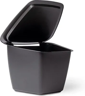 Image de Unyqoos® Poubelle de bureau de 2,5 L – Mini-poubelle compacte avec couvercle rabattable, plastique sans BPA, 21×22×17 cm, noir anthracite