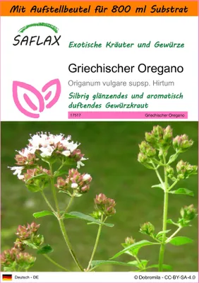 Produktbild von SAFLAX - Garden in the Bag - Kräuter - Griechischer Oregano - 600 Samen - Mit Anzuchtsubstrat im praktischen, selbst aufstellenden Beutel - Origanum vulgare