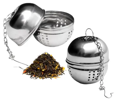 Produktbild von Intirilife 2x Teesieb Edelstahl Kugel - Gewürz Tee Ei, wiederverwendbare Siebkugel, Teefilter zum einhängen für losen Tee oder Gewürze