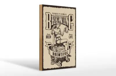 Produktbild von Holzschild Spruch Traditional Brewing live for Beer 20x30cm