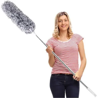 Zdjęcie produktu dla Szczotka do kurzu teleskopowa, zmywalna, z mikrofibry, ze stali nierdzewnej, wysuwana do 254 cm, kolor szary