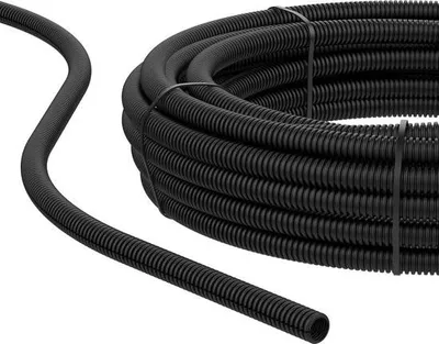 Image de Tuyau ondulé de 2 à 50 m / fente pour gaine vide / tuyau ondulé résistant aux UV / gaine de protection pour câbles / gaine pour câbles noire – diamètre intérieur 26 mm, longueur 2 m
