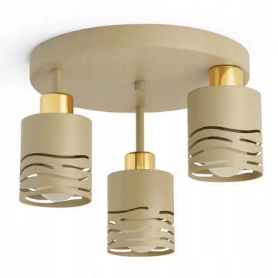 Produktbild von LUXOLAR - LED Deckenleuchte 3-flammig Creme/Gold E27 60W - Deckenlampe für Wohnzimmer, Küchen - Modern, Japandi Design