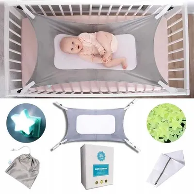 Image de Hamac Pour Bébé, Adaptable Au Lit, À La Chair, Au Parcoir Pour Bébé + Lampe De Nuit "Us Stars"