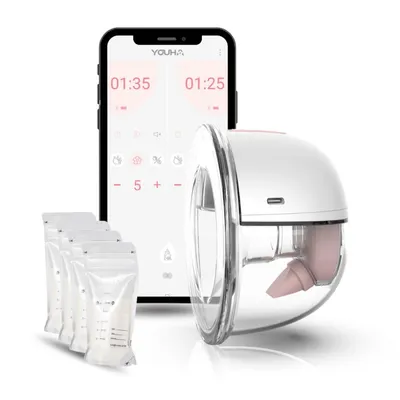 Zdjęcie produktu dla Youha - Pojedynczy laktator bezprzewodowy Gen 2 z aplikacją, laktator bezprzewodowy, bez BPA - 22 mm i 24 mm
