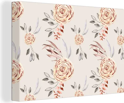 Produktbild von OneMillionCanvasses® - Leinwandbilder - 140x90 cm, Rosen - Blumen - Gold - Muster, Wandbilder Kunstdruck Wanddekoration