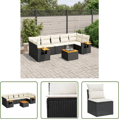 Produktbild von The Living Store 8-tlg. Garten-Sofagarnitur mit Kissen Schwarz Poly Rattan