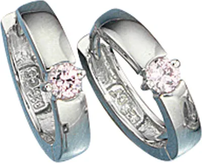 Produktbild von JOBO Creolen rosa 925 Sterling Silber rhodiniert 2 Zirkonia Ohrringe
