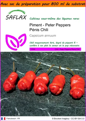 Image de SAFLAX Garden in the bag - Piment - Peter Peppers Pénis Chili - 10 graines - Capsicum