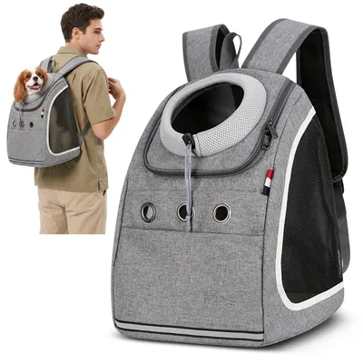 Produktbild von Tierrucksack – Transporttasche für Haustiere – Atmungsaktiv – Grau