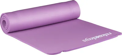 Produktbild von Relaxdays Yogamatte, 1 cm dick, für Pilates, Fitness, gelenkschonend, mit Tragegurt, Gymnastikmatte 60 x 180 cm, lila