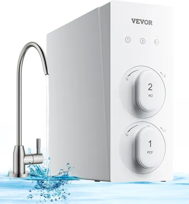 Immagine prodotto di Sistema a osmosi inversa VEVOR, 400 GPD, scaldabagno istantaneo a 8 stadi, filtro dell'acqua a osmosi inversa, scarico a purezza 2:1, odore ridotto di piombo-cloro TDS