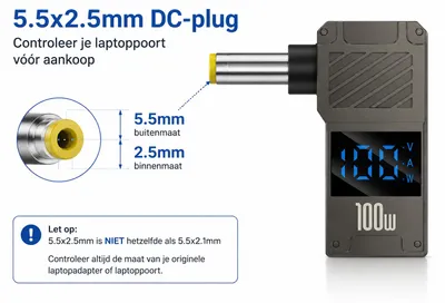 Productafbeelding van DrPhone PowerTip USB-C naar DC Laptop Oplader Adapter 100W Power Delivery