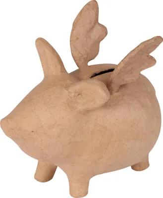 Produktbild von Décopatch AC842C - Spardose aus Pappmaché, fligendes Schwein 15,5x14