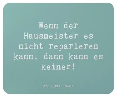 Produktbild von Mr. & Mrs. Panda Mauspad Spruch Hausmeister Hilfe - Meeresbrise - Geschenk, Problemlöser, mousematte, Zitat, Beruf, Wenn der es nicht reparieren kann, Mouse Pad, Mousepad
