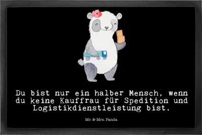 Produktbild von Mr. & Mrs. Panda abstreifer Kauffrau für Spedition und Logistikdienstleistung Herz 50 x 75 cm - Schwarz - Geschenk, Schmutzfangmatte, Witzig, Türmatte, fußmatte, Lustig
