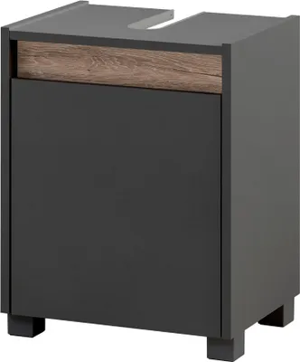 Produktbild von Waschbeckenunterschrank Badezimmer CORATO-80 in Anthrazit mit Absetzung in Wildeiche Nb., B/H/T: ca. 41,8/54,6/33 cm
