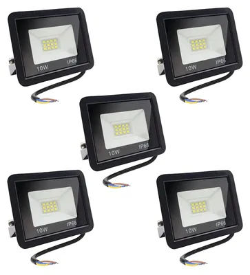 LED-Flutlicht 10W warmweiß IP66 5er-Set Außenstrahler