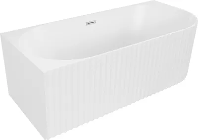 Immagine prodotto di Mexen Gia vasca da bagno freestanding angolare scanalata sinistra 170 x 80 cm, bianco opaco, troppo pieno cromato