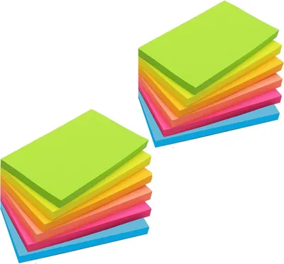 Produktbild von Große Haftnotizen, 7 x 5 Inch (76 x 127 mm), 12 Pads, 80 Blatt pro Pad, bunte Farben, für Notizen