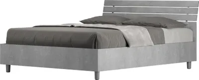 Produktbild von ITYHOME - Bett ohne Lattenrost 140x190 schräges Kopfteil mit Holzlatten Zement Ankel