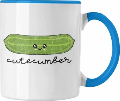 Produktbild von Trendation - Lustige Tasse mit Spruch Cutecumber Süße Grafik Geschenk für Freundin Freund Liebe Valentinstag (Blau)