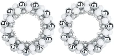 Produktbild von Weihnachtsballkränze 2 pcs Weiß und Silber 33 x 33 x 7 cm