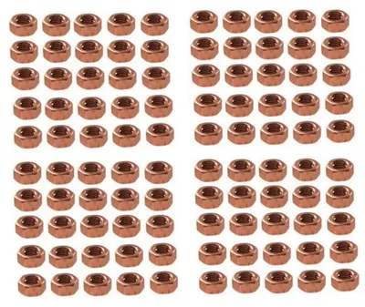 Produktbild von 100 Kupfermuttern Krümmer Bund M6 x 1,0 SW10 Cu-Muttern Auspuff selbstsichernd