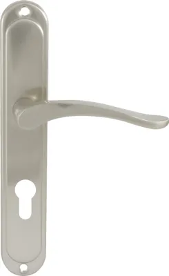 Produktbild von DOMINO Türgriff 72 Drückergarnitur PZ - Profilzylinder Set | Türklinke für Zimmertür, Bürotür, Kellertür & Innentür | L-Form | Türbeschläge aus Aluminiuml | Nickel Türdrückergarnitur| BALLEN M9