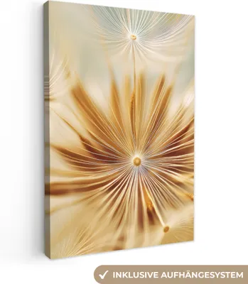 Produktbild von Leinwand Bilder 80x120 cm - Blumen - Löwenzahn - Abstrakt - Beige, Wandbilder, Wanddeko Wohnzimmer, Bild