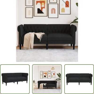 Obrázok produktu pre The Living Store Pohovka Chesterfield 2-miestna čierna látka