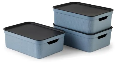 Obrázok produktu pre Sada 3 dekoratívnych úložných boxov s objemom 10 litrov, vrátane veka